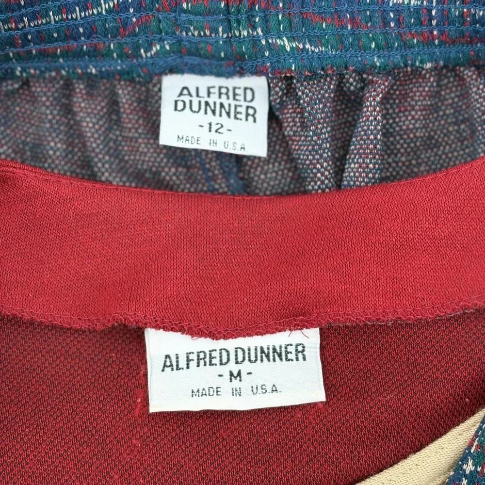 Alfred‎ Dunner Women's 2 Piece Outfit Vest Sweater Pants Plaid Blue Red M 12 USA